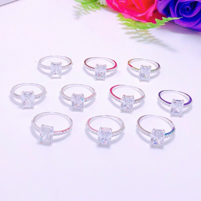 NHẪN NỮ BẠC MẶT ĐÁ SANG CHẢNH MẪU MỚI