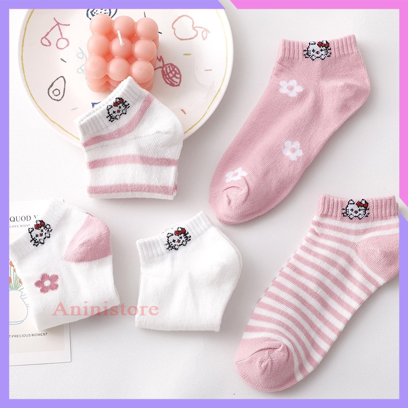 Tất cổ ngắn, vớ cổ ngắn nữ  Mivino vớ nữ Kitty hồng hàn quốc dễ thương (TP CN 029 – Aninistore)