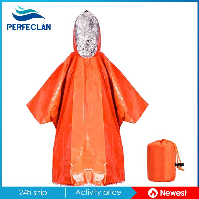 Chăn Poncho Giữ Nhiệt Khẩn Cấp Màu Cam / Bạc