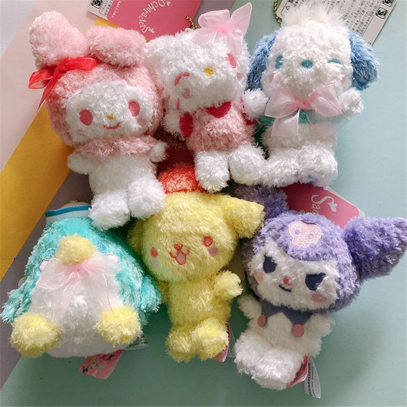 Kuromi My Melody Plush Keychain Soft Mini Stuffed Doll Handbag Backpack Pendant