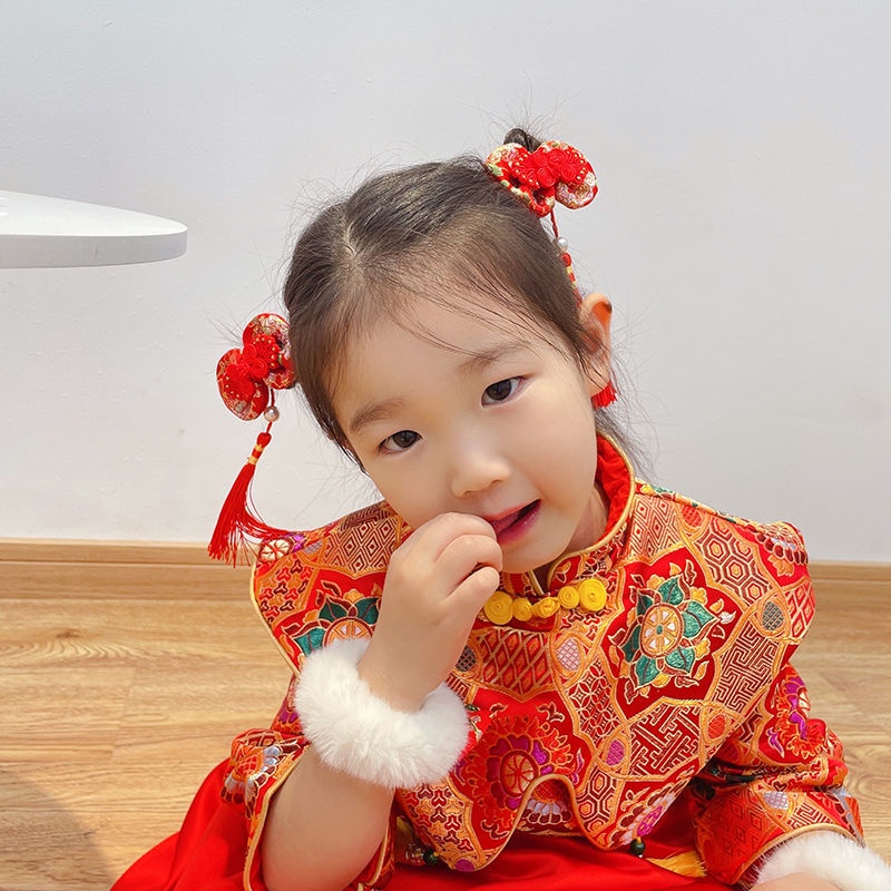 Kẹp tóc phong cách Trung Hoa cổ điển mừng năm mới cho bé gái
