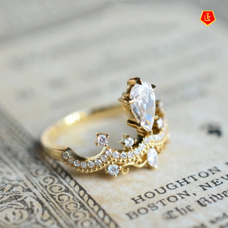(Hàng Có Sẵn) Nhẫn Hình Vương Miện Moissanite Thời Trang