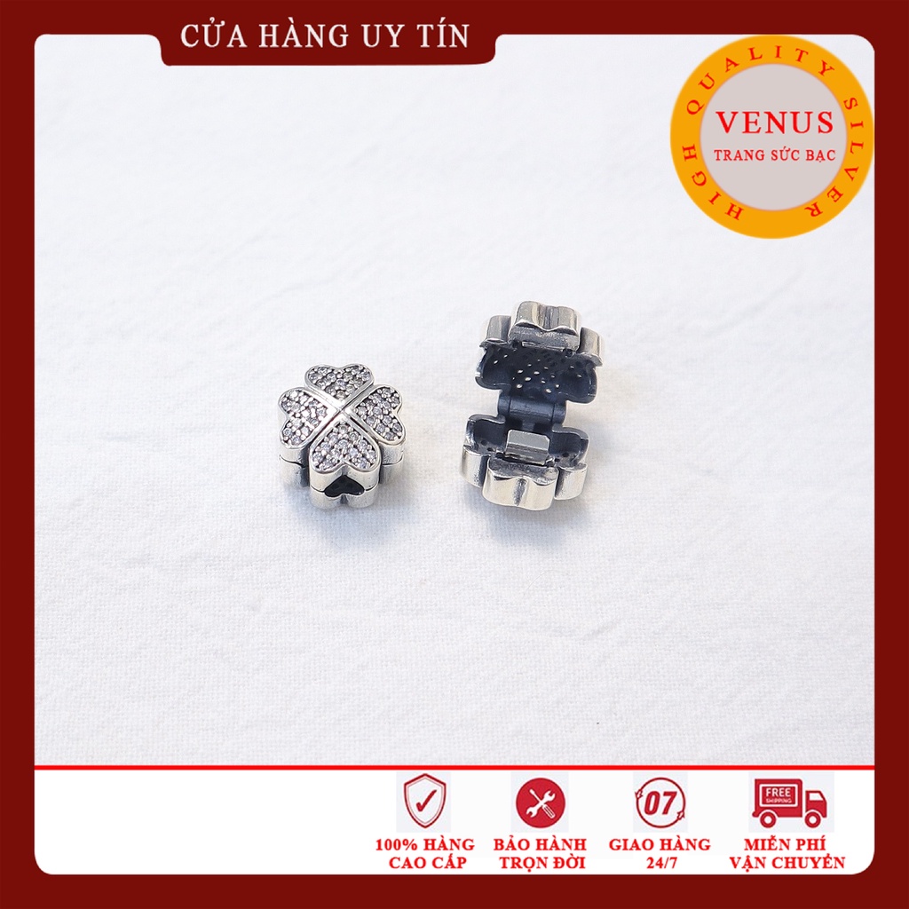 [Charm bạc 925 cao cấp] Charm cỏ 4 lá mặt đá- Mã sản phẩm VENUSCL4