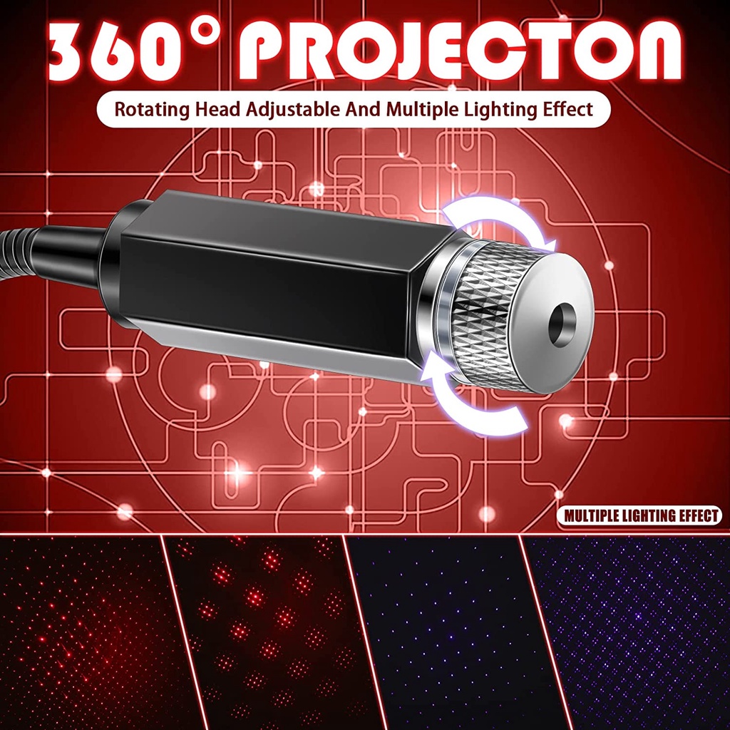 Đèn LED Chiếu Trần Xe Hơi USB Màu Neon Hình Ngôi Sao Thiên Hà Thông Dụng Có Thể Điều Chỉnh Được
