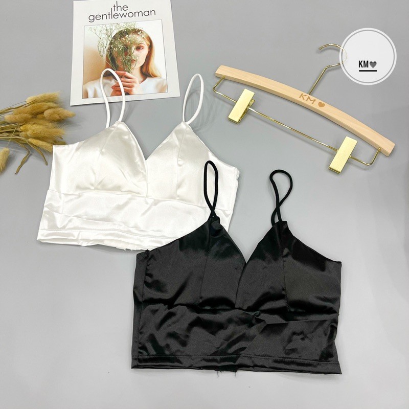 Áo Bra Lụa Best Seller + Bra tăm cổ yếm nhiều dây, bra không gọng mềm