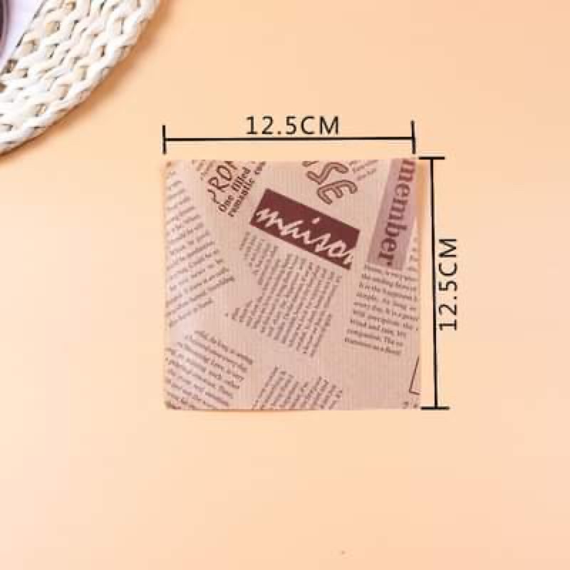 Giấy nến lót hộp bánh, giấy gói hamburger - size 12.5*12.5cm - xấp 50 tờ