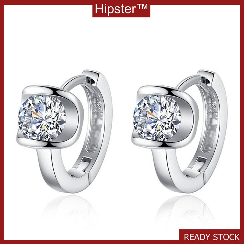 Kim Cương Dát Cao Cấp Bông Tai Mạ Bạc