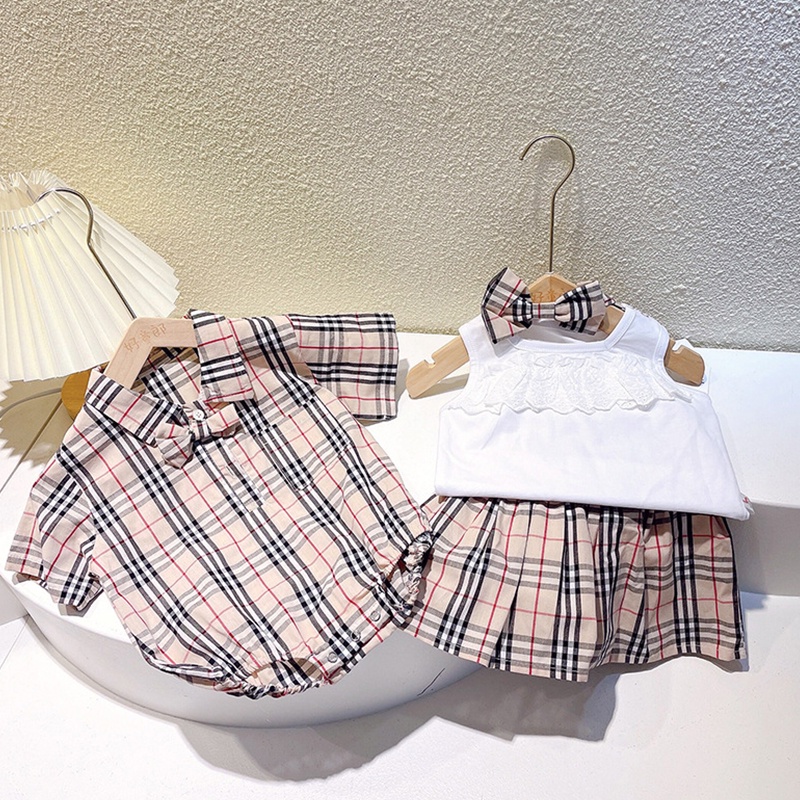 Áo Liền Quần Ngắn Tay Sọc Ngang In Chữ Cho Bé Trai Và Bé Gái Sơ Sinh