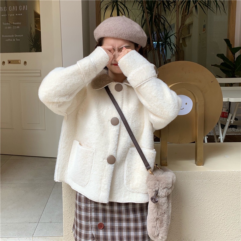 ❄❄Áo Khoác Bông Ấm Áp Phiên Bản Hàn Quốc 2 Màu Tương Phản Phong Cách Của Tiểu Thư❄❄