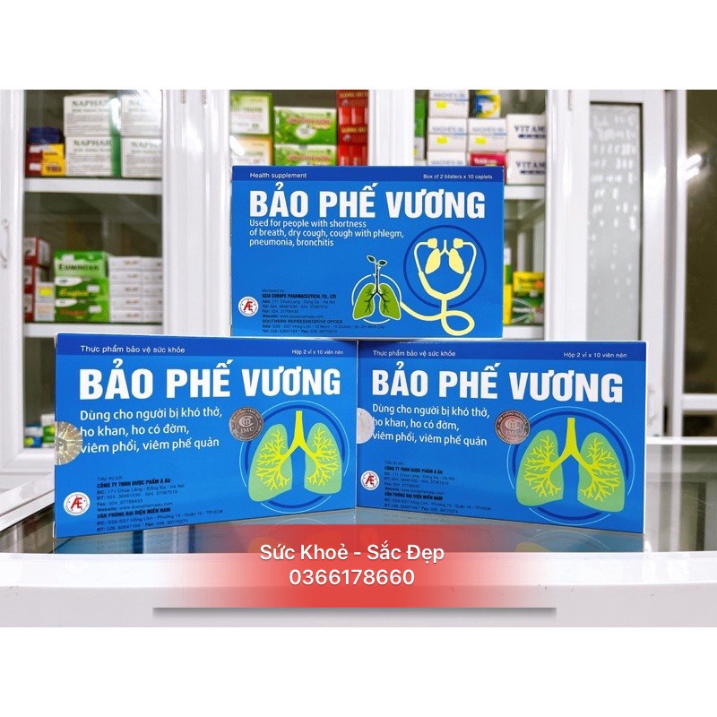 BẢO PHẾ VƯƠNG - Dùng cho người bị khó thở, ho khan, ho có đờm, viêm phổi, viêm phế quản - Hộp 20 viên