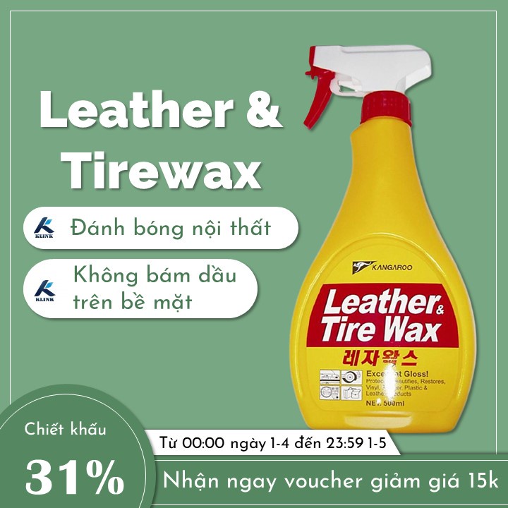 Xịt bóng da, nhựa, lốp xe đa năng Leather &amp; Tirewax Klink cho xe luôn sáng bóng như mới,  dd dạng sữa dễ dàng sử dụng
