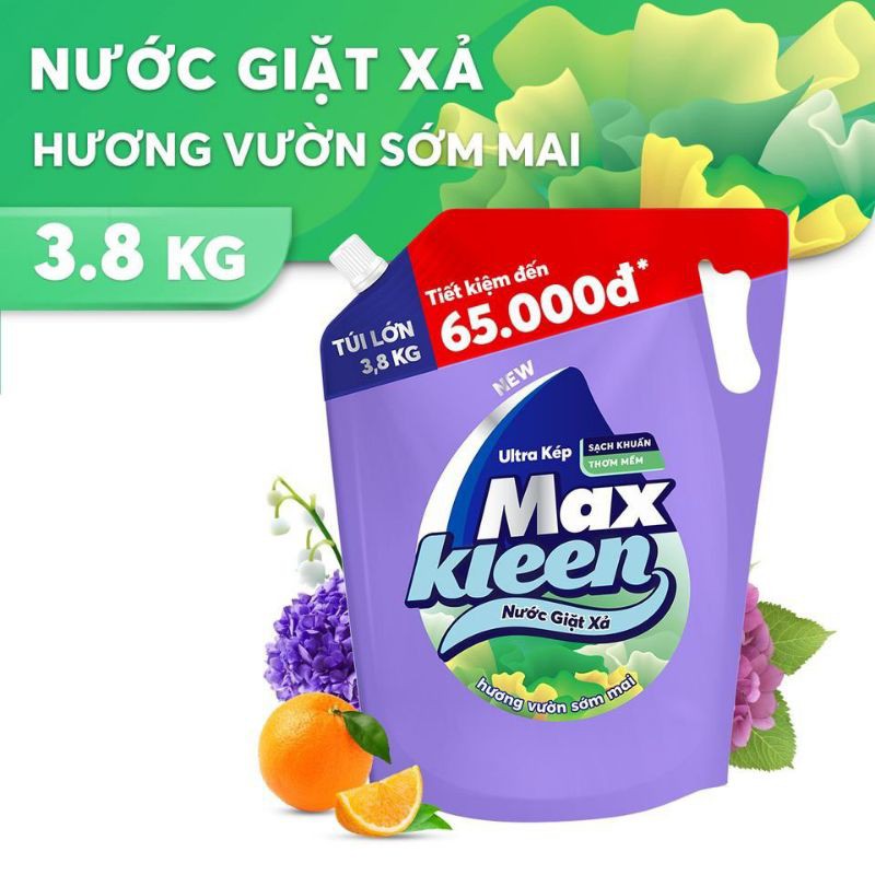Nước giặt Maxkleen hương vườn sớm mai túi 3800ml