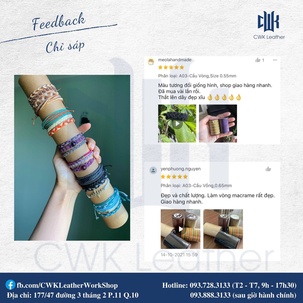 Chỉ sáp 0.65mm may đồ da, thắt vòng tay macrame Artisan Soul