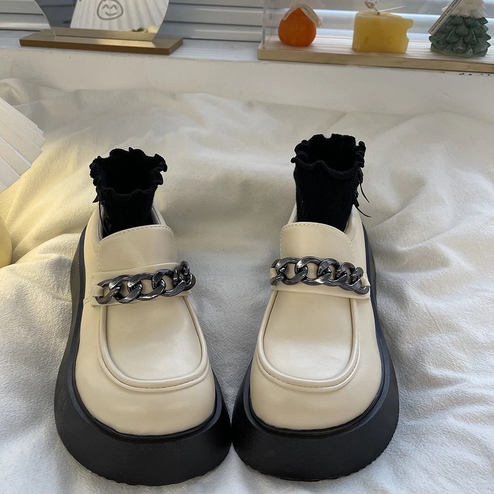 Giày Oxford nền tảng Lolita với Chuỗi, đen và trắng