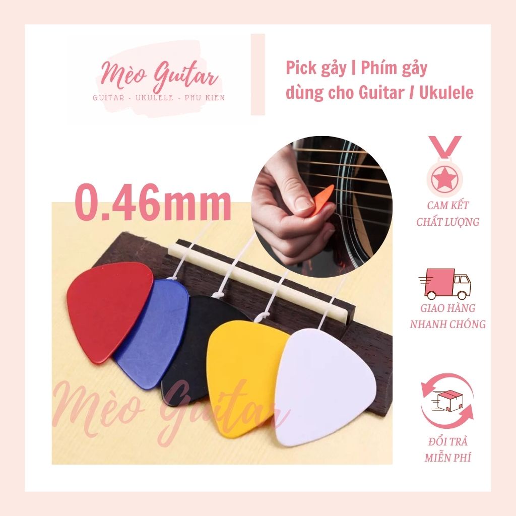 Pick gảy đàn Guitar, Ukulele và đàn các loại các cỡ nhiều màu chất lượng Mèo Guitar | Phím gảy đàn | Miếng gảy đàn