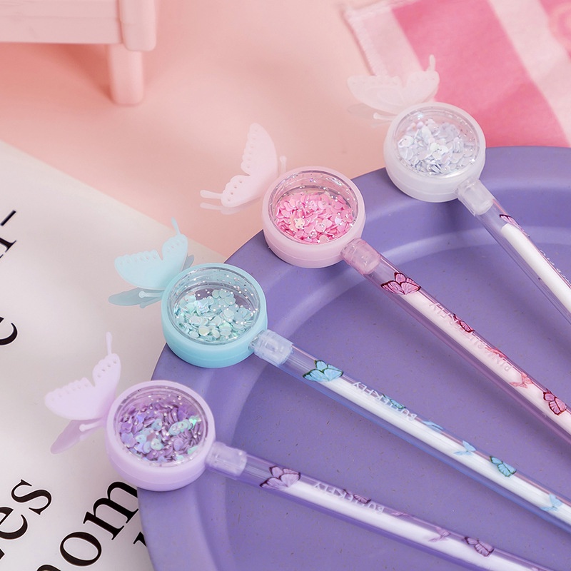 Bút viết mực gel RUIXIANG có đầu gôm hình bướm đáng yêu