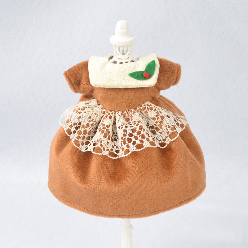 Đầm Giáng sinh 16cm cho búp bê barbie OB11 tỉ lệ 1/12