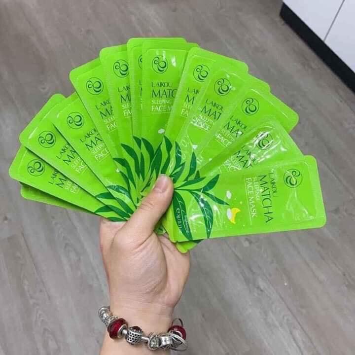 Mặt nạ ngủ bùn trà xanh giảm mụn Matcha LaiKou PVN621 Túi 15 gói