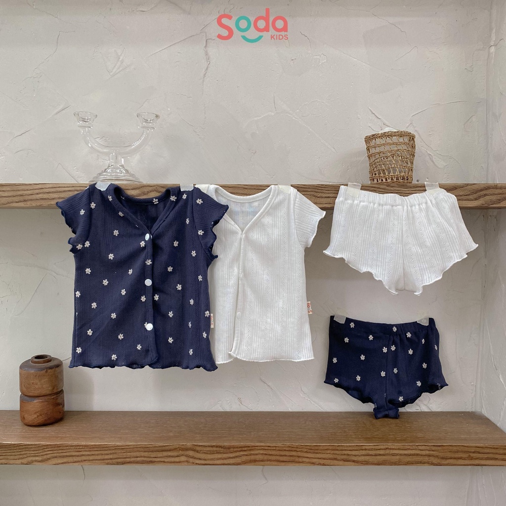 Bộ cotton bé gái Haze SODA KIDS thiết kế cổ v cúc bấm ( nhiều màu )