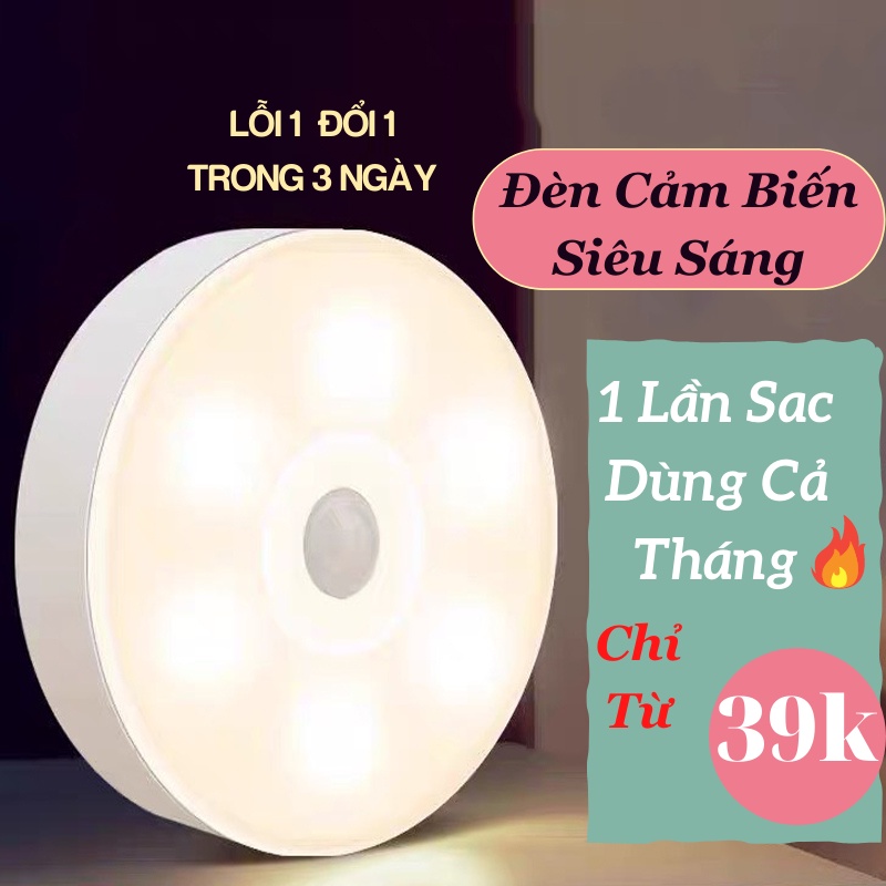 Đèn Cảm Biến Đế Nam Châm Gắn Tủ Cầu Thang Tường Tích Điện KHO GIA DỤNG HOÀNG ANH