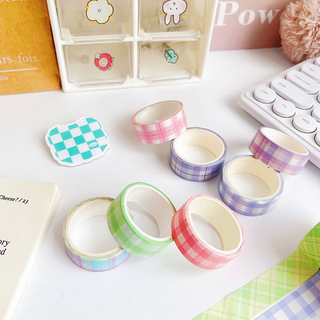 Cuộn Băng Keo Washi Họa Tiết Kẻ Sọc Phong Cách Hàn Quốc Độc Đáo Trang Trí Sổ Tay / Nhật Ký DIY