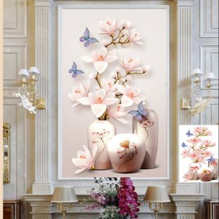 Tranh đính đá bình hoa lan nghệ thuật tuyệt đẹp 50x70cm sỉ= lẻ