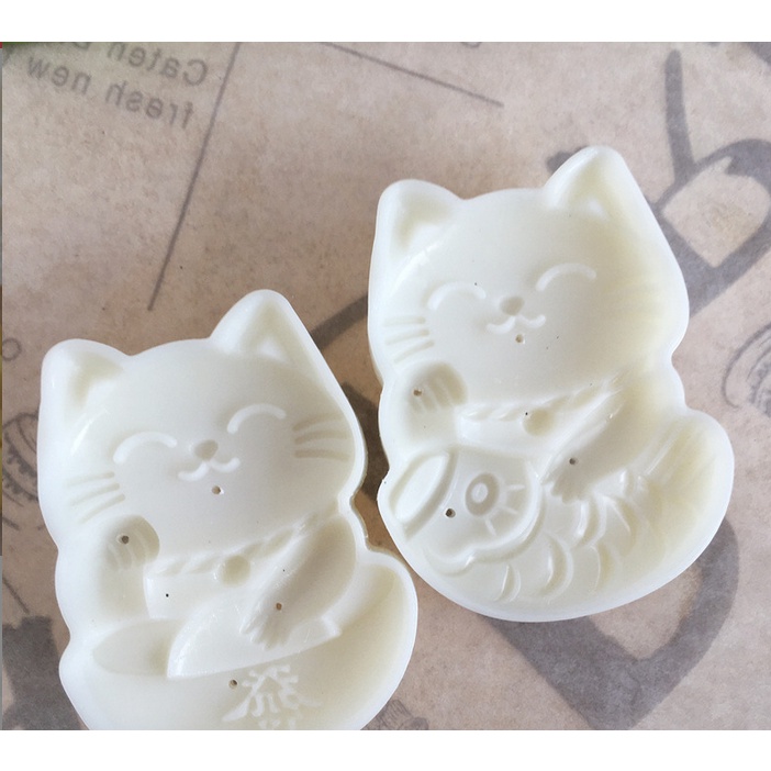 Khuôn bánh trung thu bánh đậu xanh -Mèo thần tài 50gr Mã sản phẩm C6