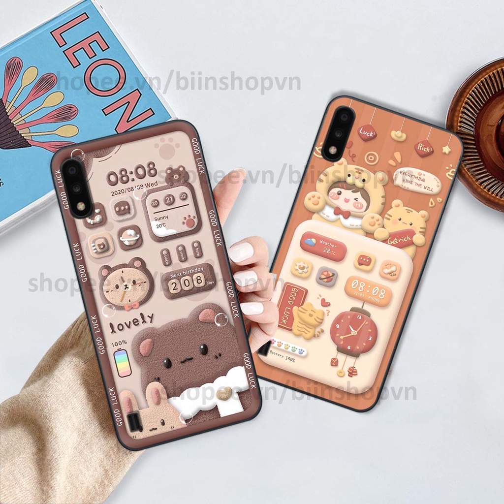 Ốp Samsung A01 / A02 in 3D icon gấu nổi siêu xinh, siêu đáng yêu, cá tính phong cách