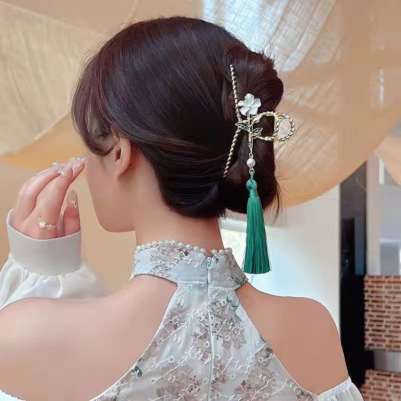 Kẹp Tóc Hình Hoa Tua Rua Phong Cách Cổ Điển Cho Nữ
