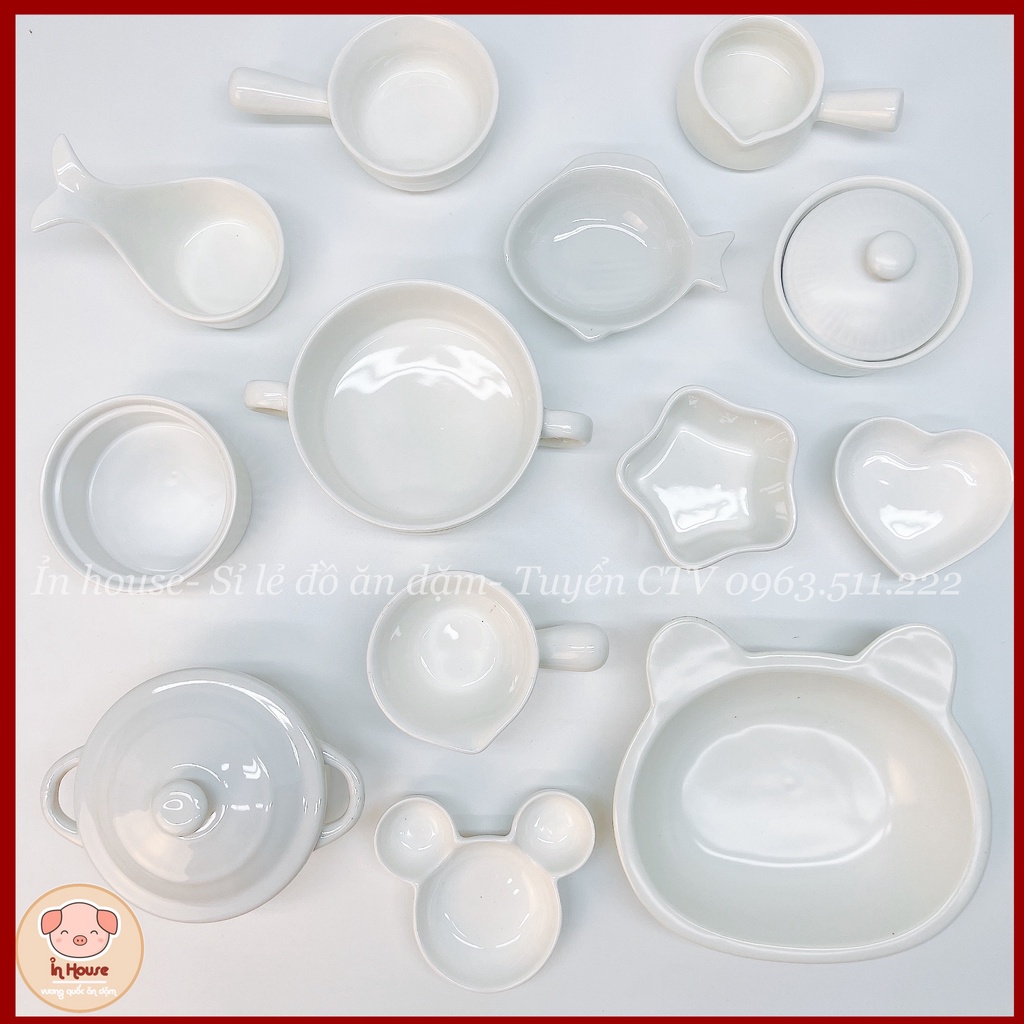 Chén/Bát sứ Ăn Dặm cho bé màu Trắng ăn dặm kiểu nhật *ADTT* BLW ỈN HOUSE