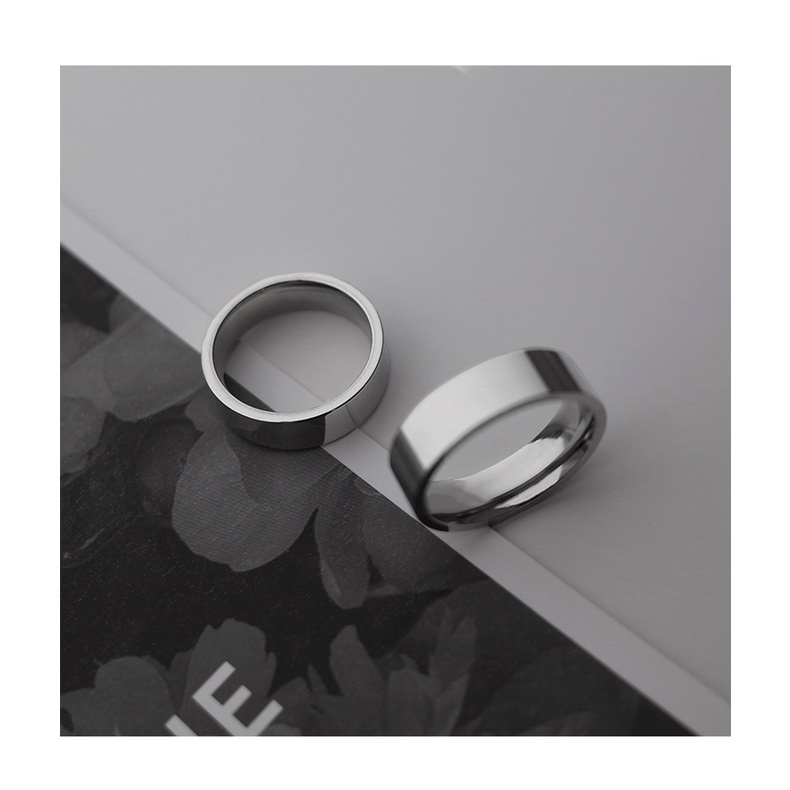 Nhẫn Cặp Bằng Kim Loại Thiết Kế Đơn Giản Phong Cách Hip Hop 19A1053