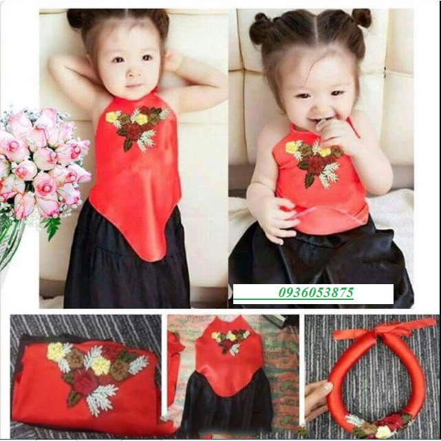 Set yếm hoa cho bé gái
