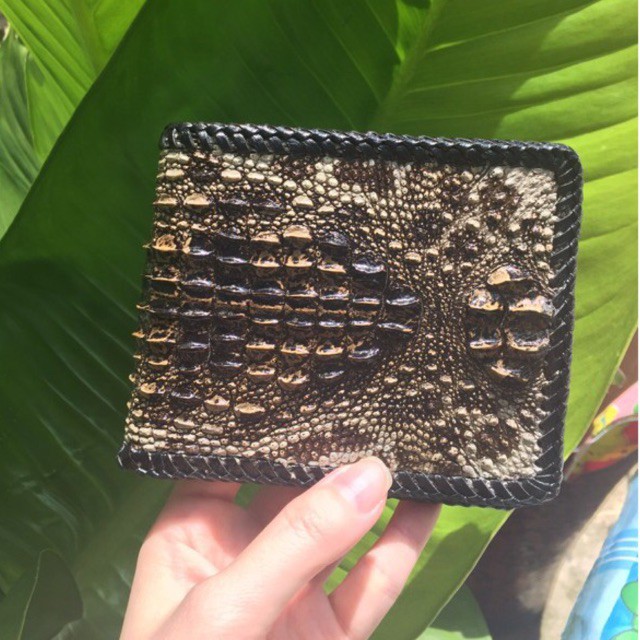 VÍ NAM NGANG MÀU NGUYÊN THỦY DA CÁ SẤU THẬT 100% 1 MẶT BẢO HÀNH 12 THÁNG