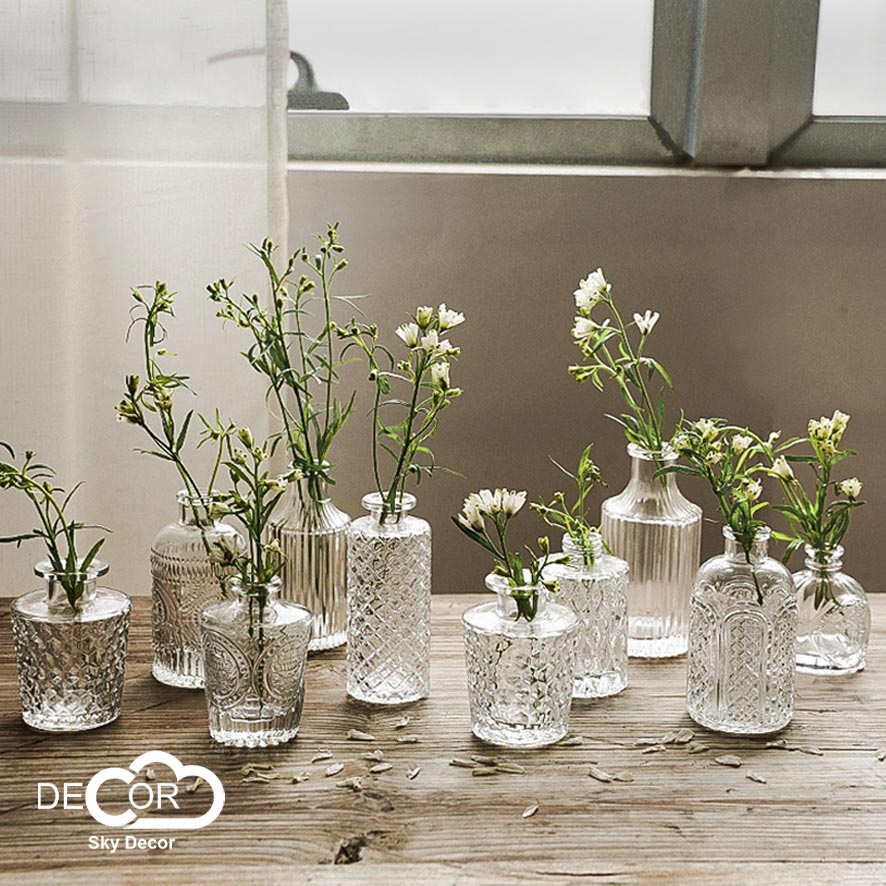 Lọ thủy tinh cắm hoa Sky Decor - Bình hoa pha lê phong cách Bắc Âu, bình decor, vintage