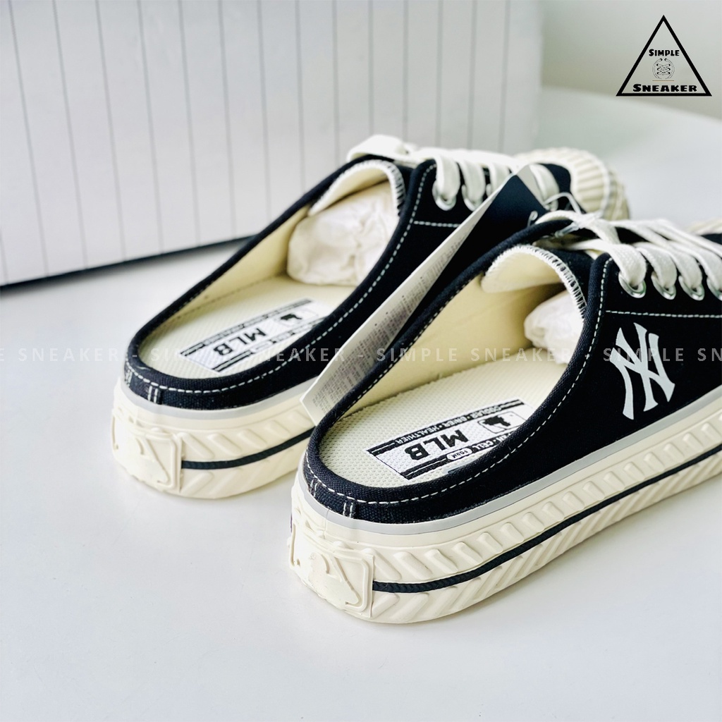Giày MLB Mule Đạp Gót 2022 🔴CHÍNH HÃNG🔴 MLB Origin Playball Mule Đen Trắng Mới Nhất  - Simple Sneaker