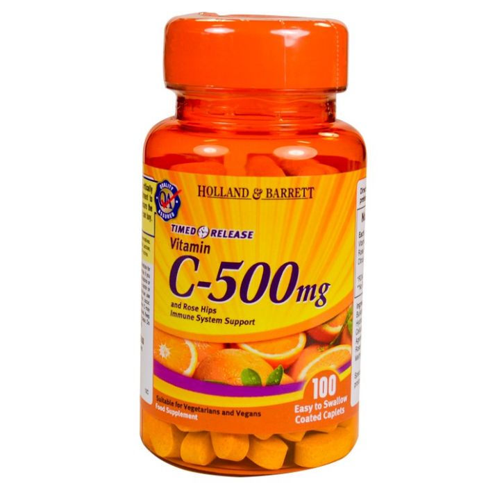 (Nhập khẩu-PP Độc Quyền) Viên uống bổ sung Vitamin C 500mg 100 viên Holland & Barrett (Anh Quốc)