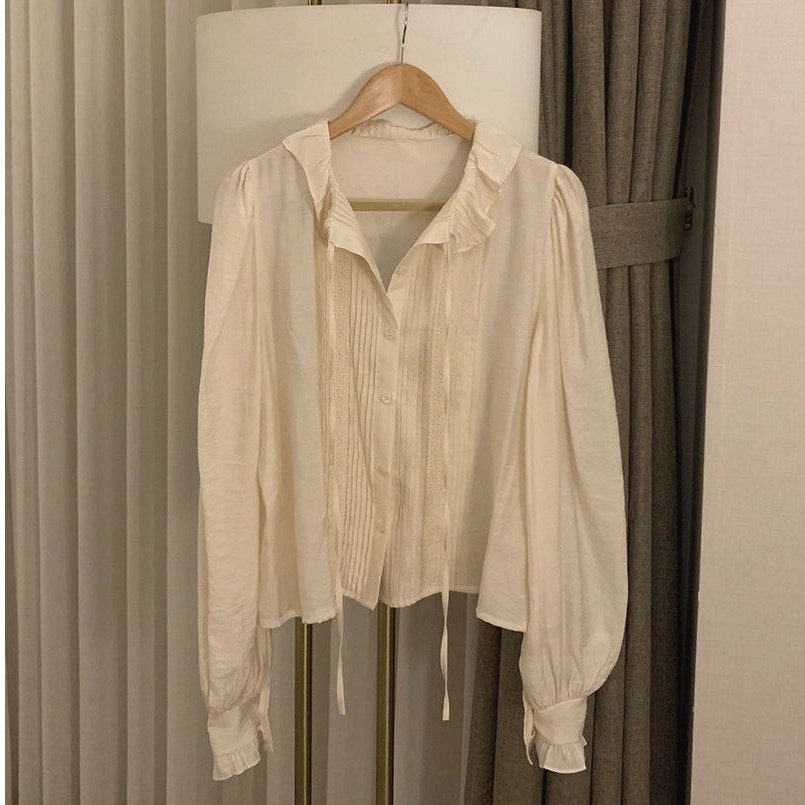 Áo tay dài phối ren phong cách Hàn Quốc thời trang dành cho nữ 42581