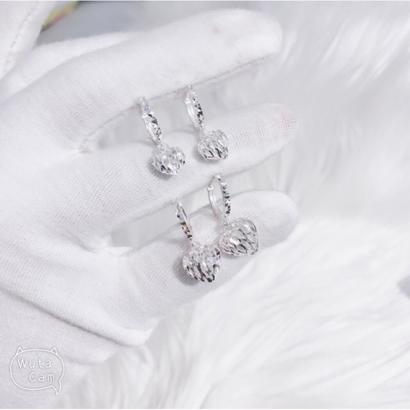 Bông tai nữ giá rẻ mặt trái tim bạc thật cực đẹp - Kho sỉ bạc Nhất Linh