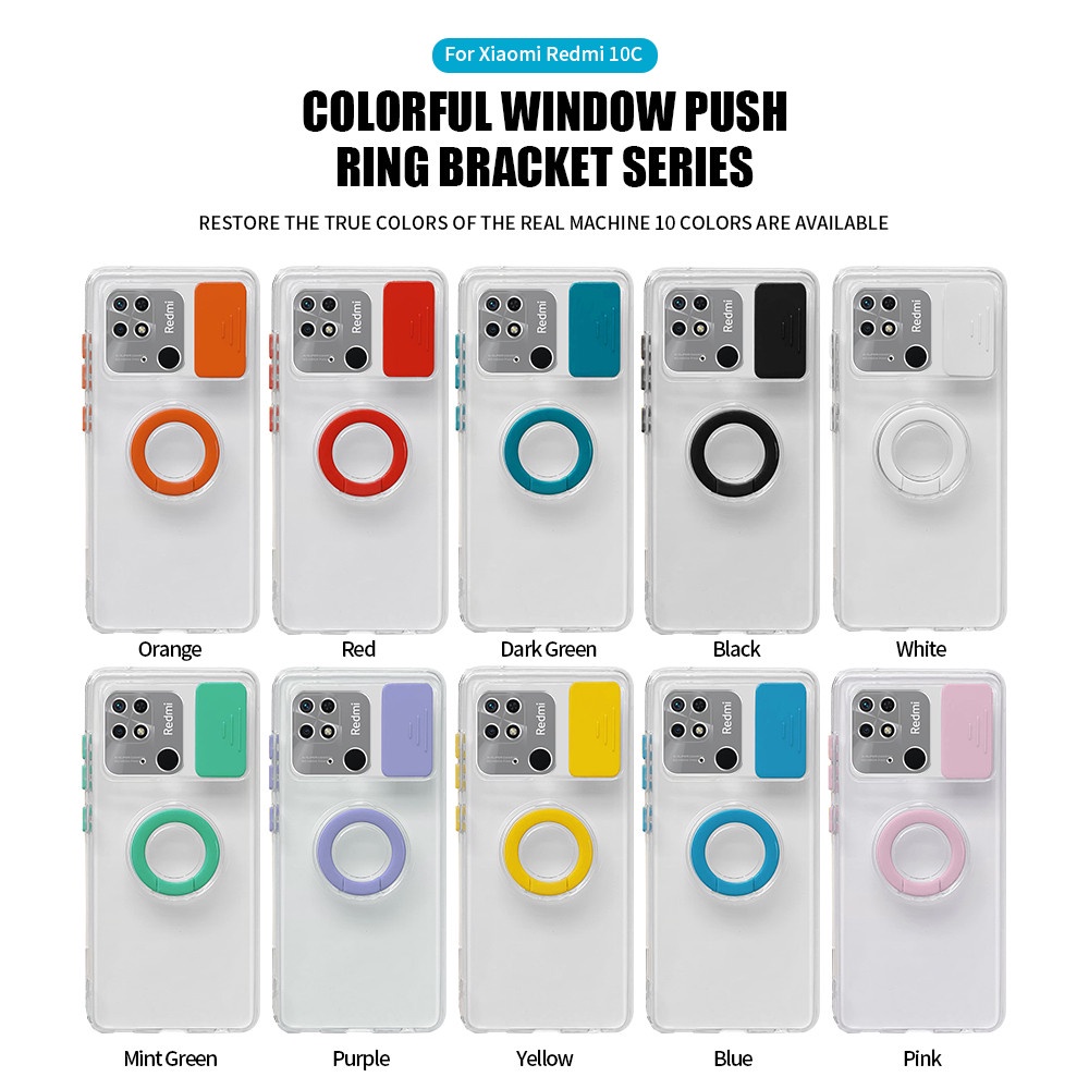 Ốp Điện Thoại Silicon Trong Suốt Chống Sốc Có Vòng Đỡ Cho Xiaomi Redmi10C Xiaomi 11T Pro Note 11 Pro 5G Poco M4 Pro X4 Pro 5G