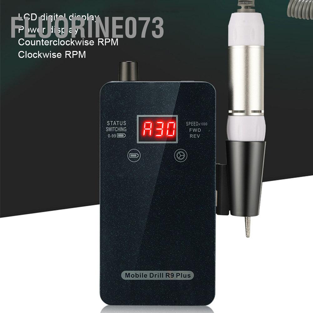 [Hàng Sẵn] Máy khoan móng tay điện R9 plus có thể sạc lại mài đánh bóng cầm【Fluorine073】