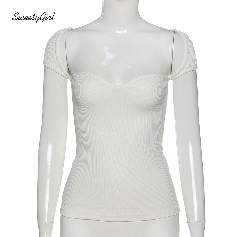 Áo Thun Tay Ngắn Cổ Vuông Thiết Kế Đơn Giản Thời Trang Mới Cho Nữ