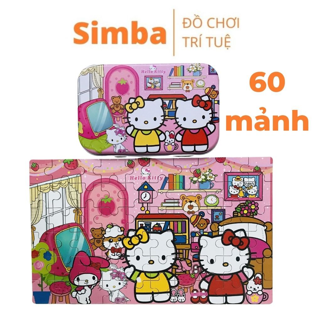 Đồ chơi xếp hình cho bé bằng gỗ 60 mảnh hộp thiếc đồ chơi Simba nhiều chủ đề cho bé tự chọn