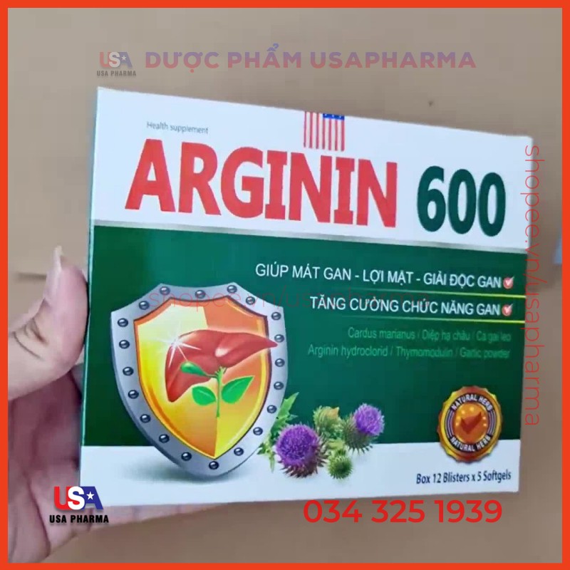 Viên uống ARGININ 600 Giúp tăng cường chức năng gan - HỘP 60 VIÊN
