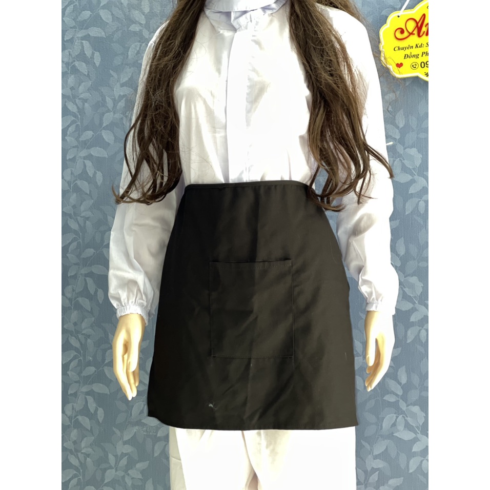 Tạp Dề Ngắn Trơn Màu Đen Vải KaKi Cao Cấp _ Xưởng sản xuất trực tiếp