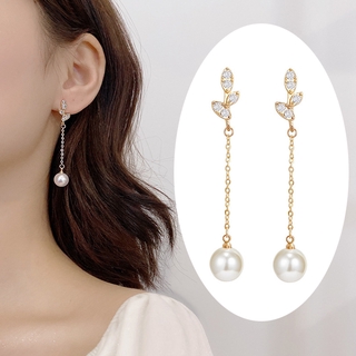 Korea Dongdaemun Simple Long Pearl Stud Earrings