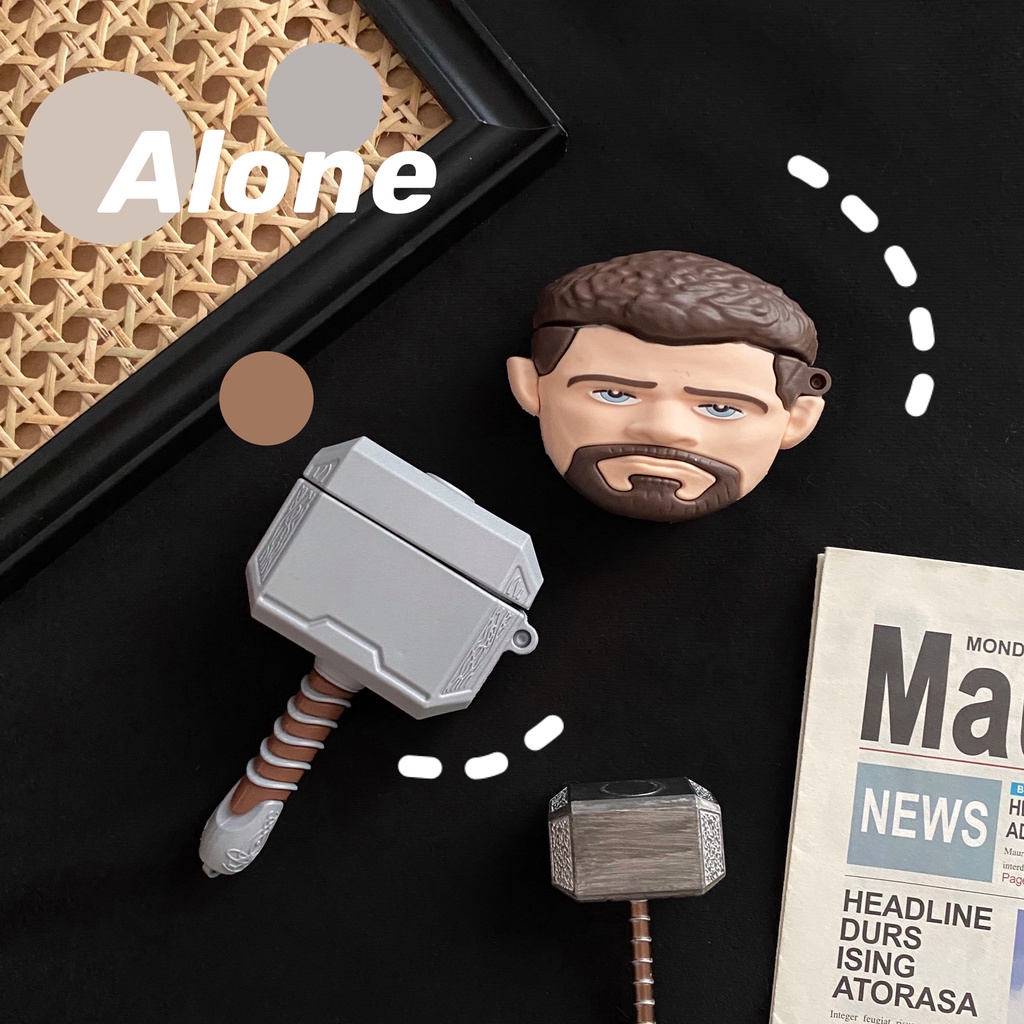 Vỏ Bảo Vệ Hộp Đựng Tai Nghe Hình Búa Thor Cho Airpods 1 2 3 pro Ốp