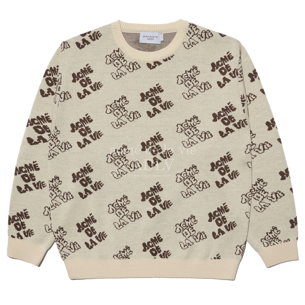 (ORDER Chính Hãng) Áo len  Acmé de la vie - ADLV LOGO PATTERN KINT BEIGE LinhLyxAuth