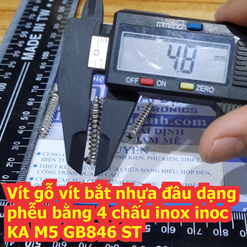 Vít gỗ vít bắt nhựa đầu dạng phễu bằng 4 chấu inox inoc KA M5 GB846 ST M5 dài 12mm ~ 40mm kde7711