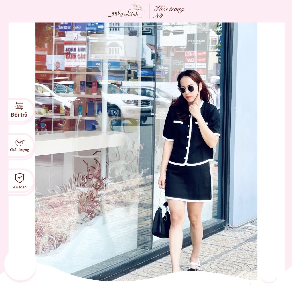 (HÀNG SẴN - HÌNH THẬT) Set áo có độn vai kèm chân váy form chuẩn