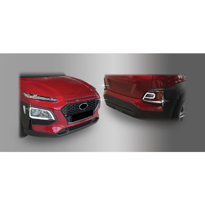Viền Đèn Gầm Trước Sau Hyundai Kona 2018 2019 2020 2021 Mạ Crom